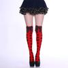 Sweet Bowknot Accent Thigh High Long Socks for Women Halloween Cosplay Parties Fishnet Striped Thigh High Stockings