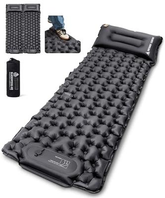OneTigris BLACKCRYSTAL Air Mattress, Foot-Operated, Infinitely Connectable, with Pillow, 196 X 60 X 13/6.5 Cm, Waterproof, Lightweight, Compact, and P