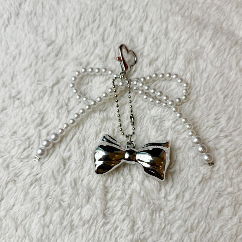 

Y2K Korean Sweet Pearl Bow Keychain Big Bowknot Pendant Key Ring Aesthetic Key Holder For Girls Bag Phone Accessories