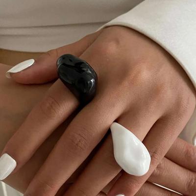 Ingemark Simple Irregular Resin Plastic Finger Rings for Women New Trend 2026 Boho Geometric Rings Aesthetic Party Jewelry Gift