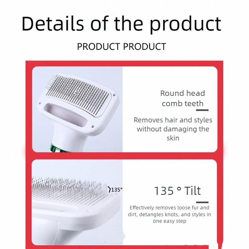 Smart Electric Hot Air Pet Grooming Brush - 3-in-1 Hair Dryer, Detangling & Straightening Comb for Fast Drying Dogs & Cats