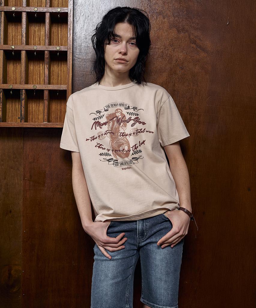 Mc Wood Gun Lydia 3625 Pigment Mermaid Semi-Overfit Cream Short Sleeve Tee
