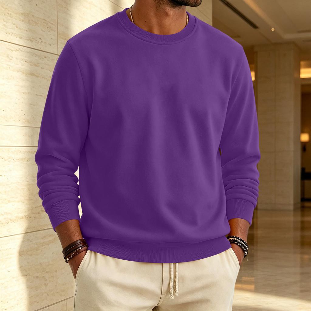 Heren Sweatshirt met Voering en Ronde Hals Casual Kleur Pullover