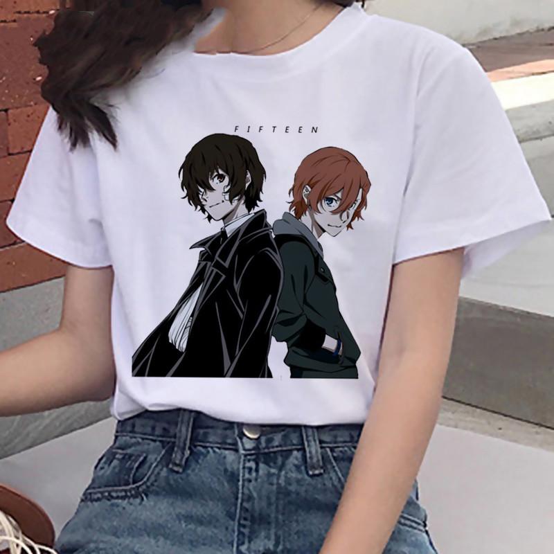 Vtipné dámské tričko Bungou Stray Dogs Harajuku Kawaii Tričko Roztomilé Anime Tričko Letní Topy Grafické Tričko Chuuya Nakahara
