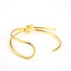 Women's 18K Gold Plated Knot Bangle - Creative Design, Long & Short Opening, Fashionable Titanium Steel Jewelry