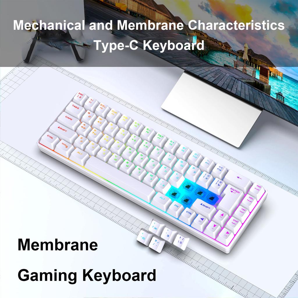 Russian English Dual Language Keyboard 68-Key RGB Backlit Gaming Mechanical Keyboard for Gaming