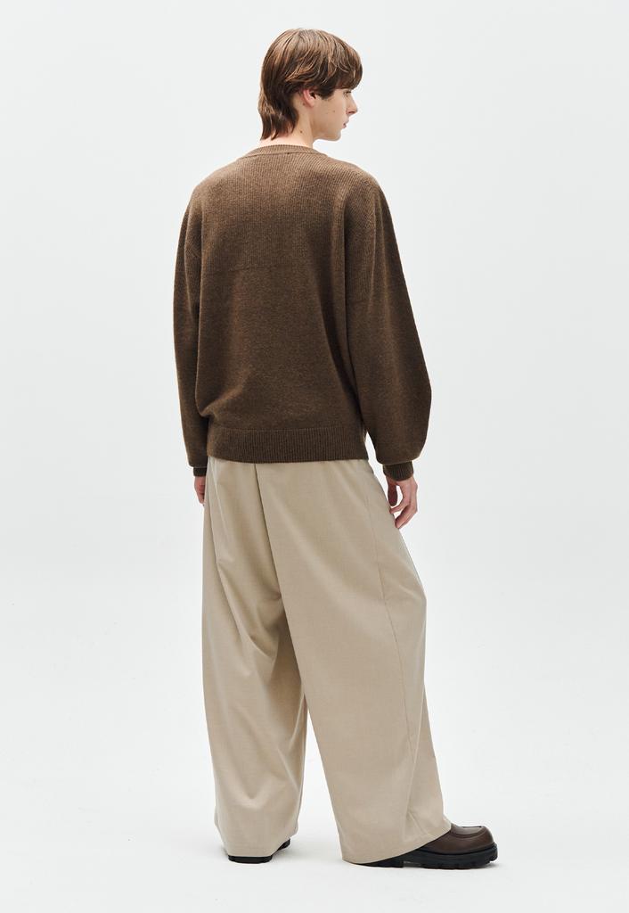 ZIOSONGZIO Whole Garment V-Neck Knit Brown Zh6Kt622Br