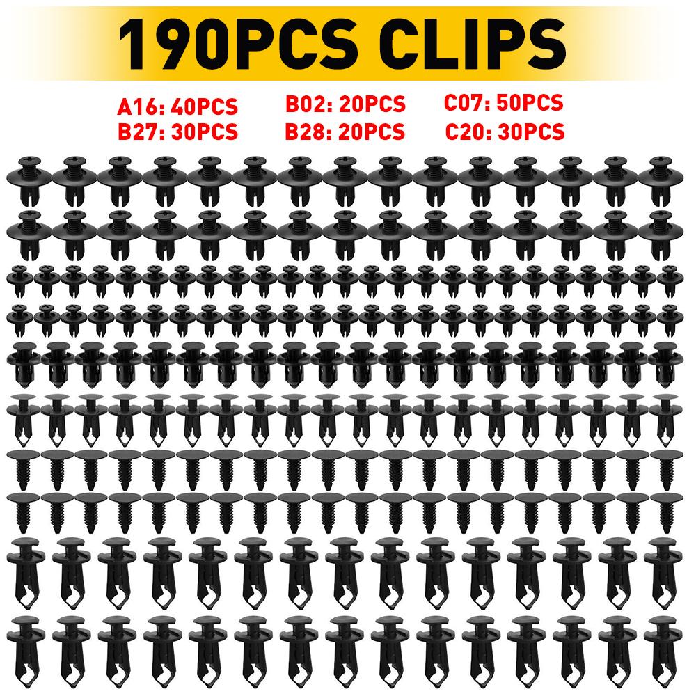 Bumper Fender Rivet Clips Auto Body Push Retainer Pin Rivet Bumper Door Trim Panel Retainer Repair 190 PCS Car Fastener Clip Kit