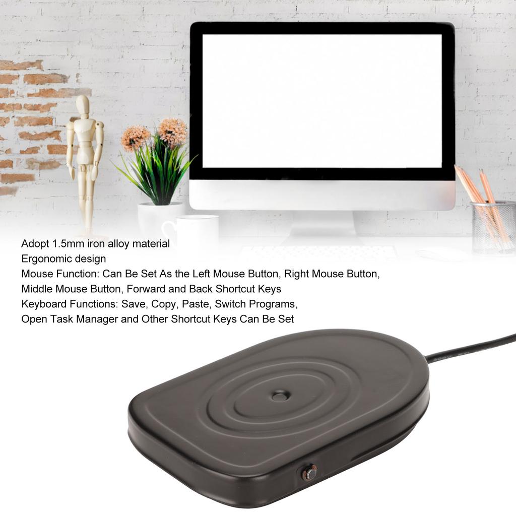 Gaming Foot Pedal Multi Function 1.5mm Iron Alloy  Sensitive Easy Control Ergonomic Design USB Foot Pedal for Media