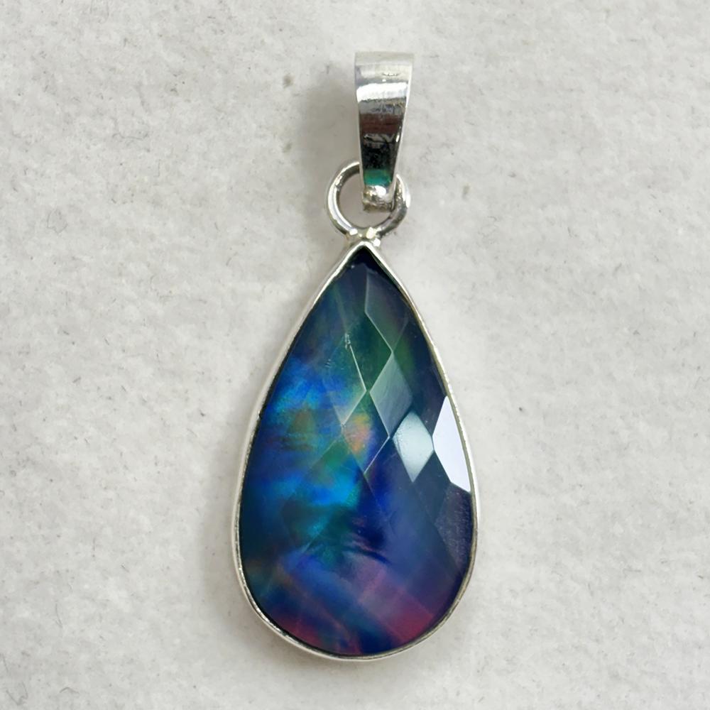 Natural Ammolite Pear 20 ct 925 Sterling Silver Gems Pendant Gemstone Jewelry Gift