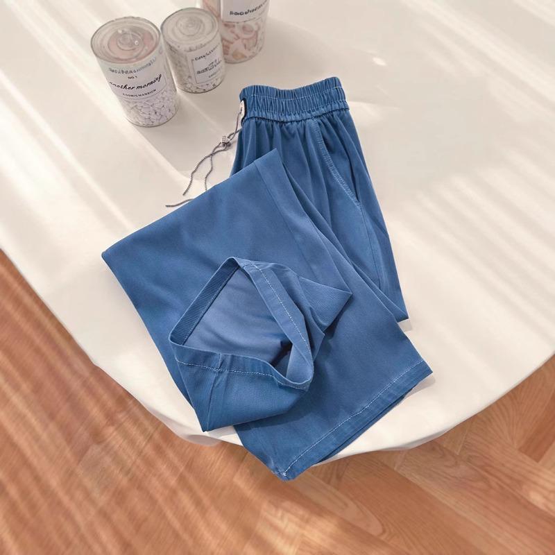 Lyocell Tencel Jeans Damen Sommer Dünn Lässig Fallend Schmale Version Gerade Weiter Bein Eis Seide Hosen