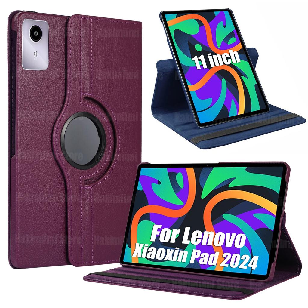 Case for Lenovo Xiaoxin Pad 2024 (11 Inch) PU Leather 360 Rotating Stand with Sleep/Wake Function Cover for Xiaoxin Pad 2024 11"