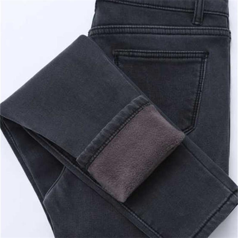 Zimní džíny 2022 Dámské Zlaté fleece Uvnitř Ztužující džínové kalhoty Vysoký pas Teplé kalhoty Dámské džíny Žena Kalhoty