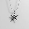 Retro Personality Stainless Steel Lava Metal Starfish Gold Color Sun Pendant Snake Bone Chain Necklace for Women Punk Jewelry