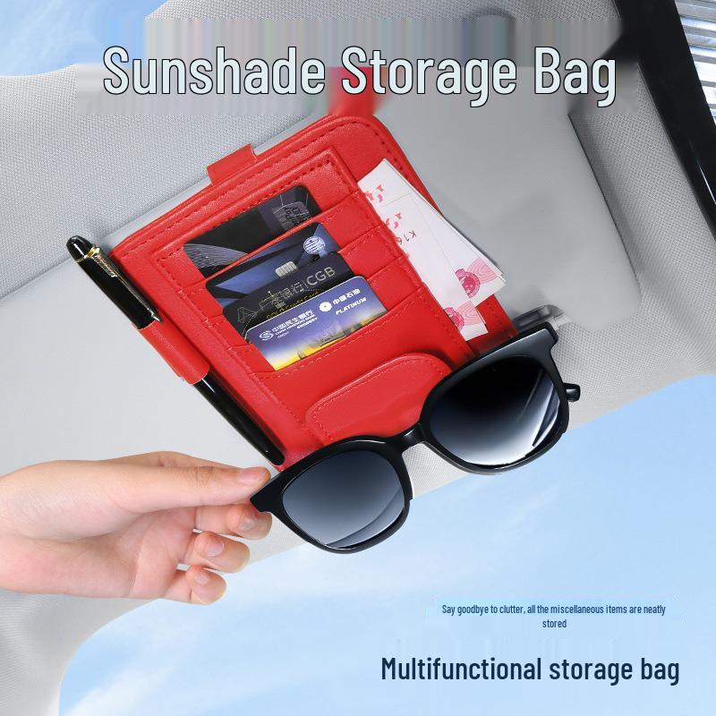 Multi-function Car Visor Organizer with Glasses Clip & Document Storage