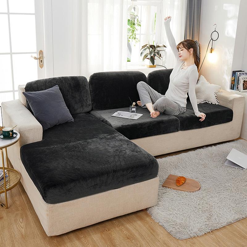 Stretch Sofa Cover Cover All Inclusive Universal Sofa Cushion Living Room Four Seasons Universal Winter Models Plush Thickened Cushion Universal