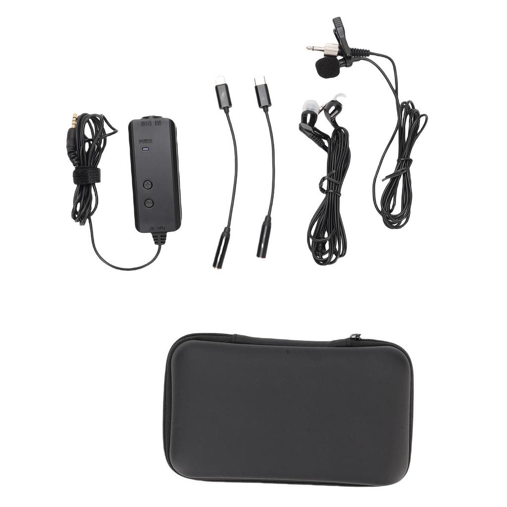 Lavalier Lapel Microphone Plug and Play Microphone Amplifier Clip on Mic with Monitoring Headphones for Video Recording