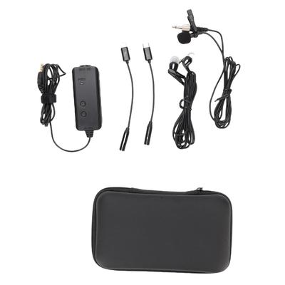 Lavalier Lapel Microphone Plug and Play Microphone Amplifier Clip On Mic with Monitoring Headphones for Video Recording