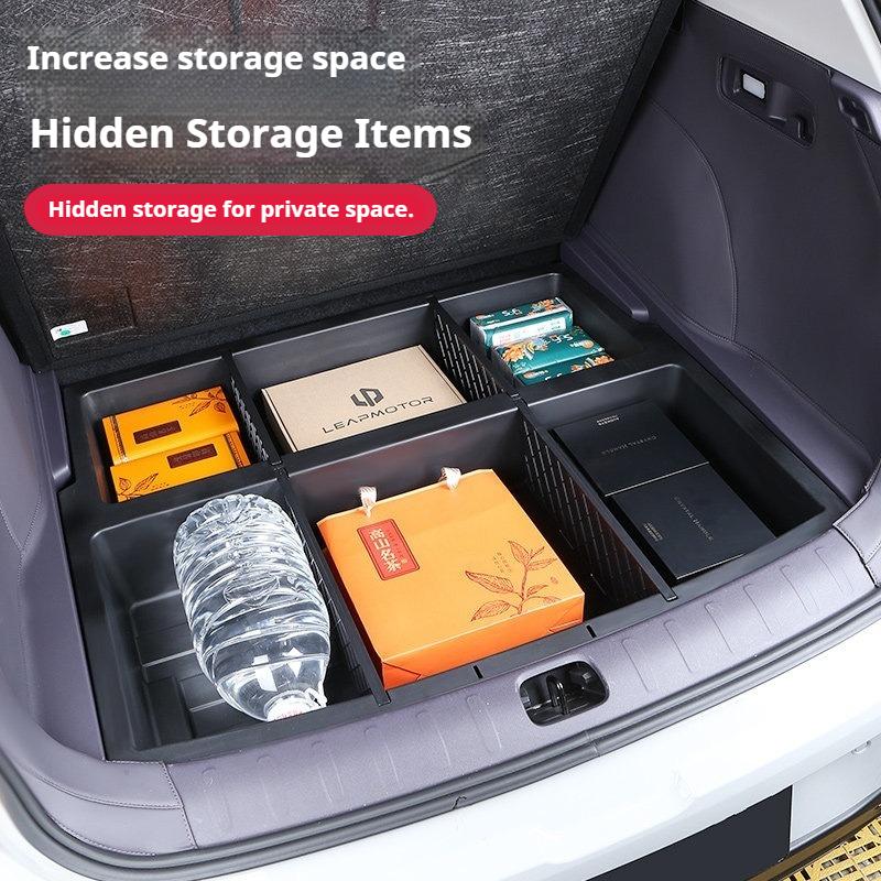 For Leapmotor B10 Car Trunk Lower Storage Box Auto Trunk Expansion Compartment Storage Boxes Interior Organization Accessories