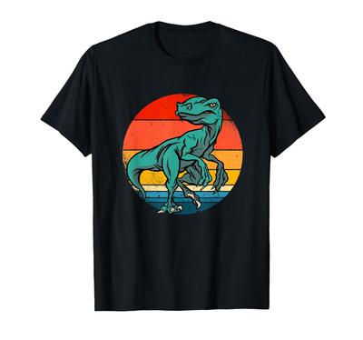 Camiseta Especie de Dinosaurio Diseño Retro de Velociraptor