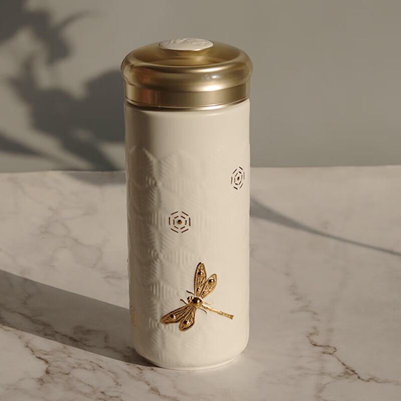 GANTANXUAN Dragonfly Dubbelskiktig Keramisk Bärbar Mugg, 330ml