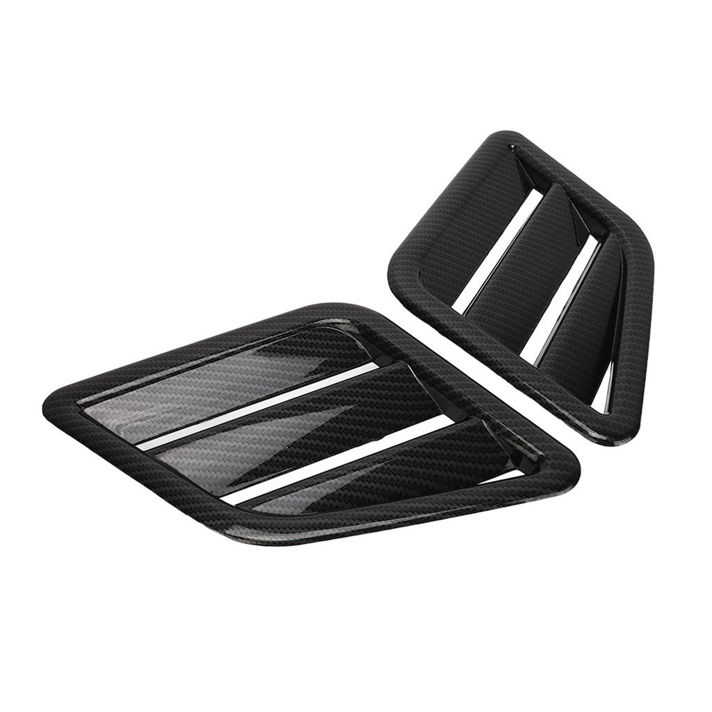 2 Pcs Engine Hood Air Vent Cover ABS Front Upper Bonnet Hood Air Outlet Grille Replacement for Ford Carbon Fiber Style