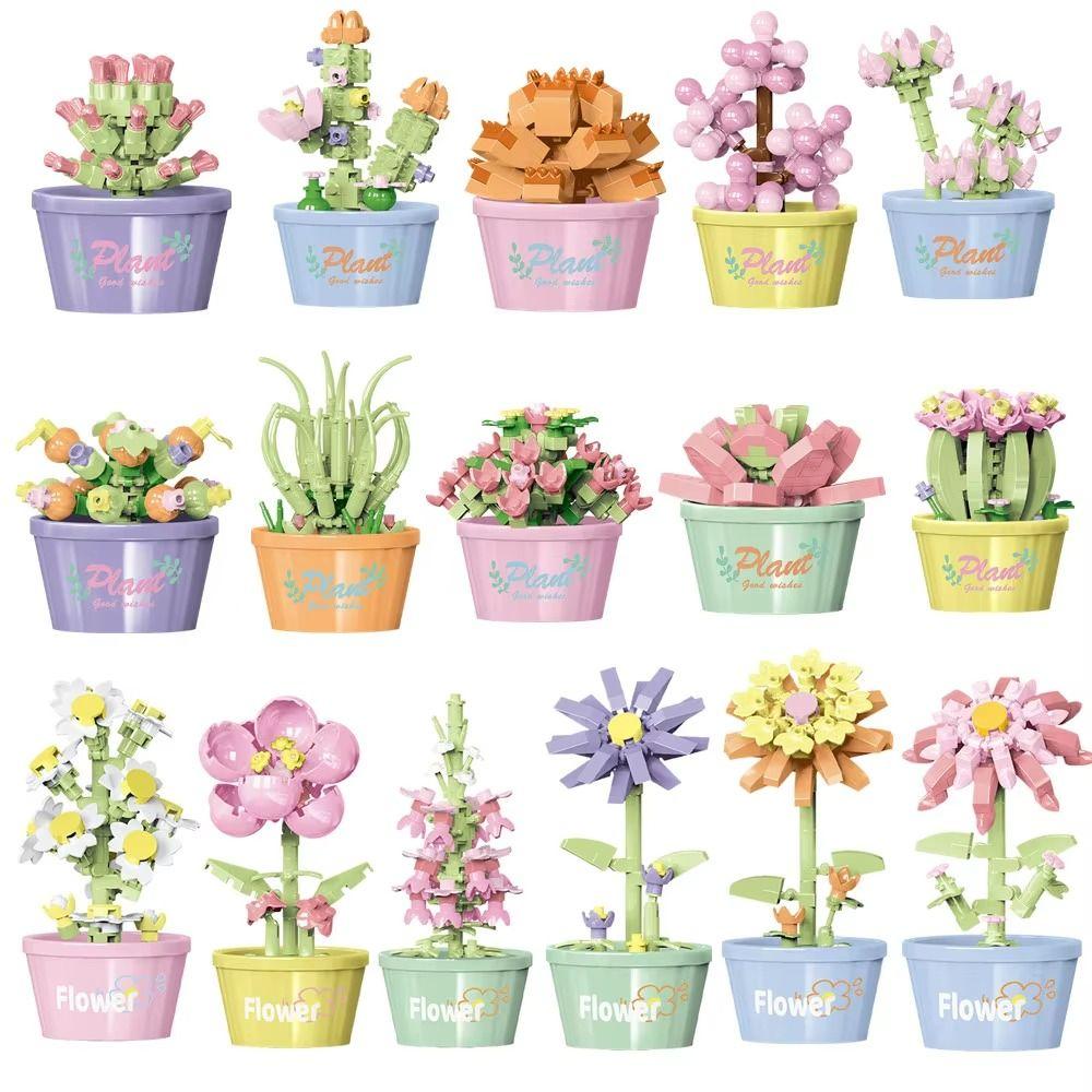 Educational Toys Flower Potted Building Block DIY Succulent Building Block Set Kids