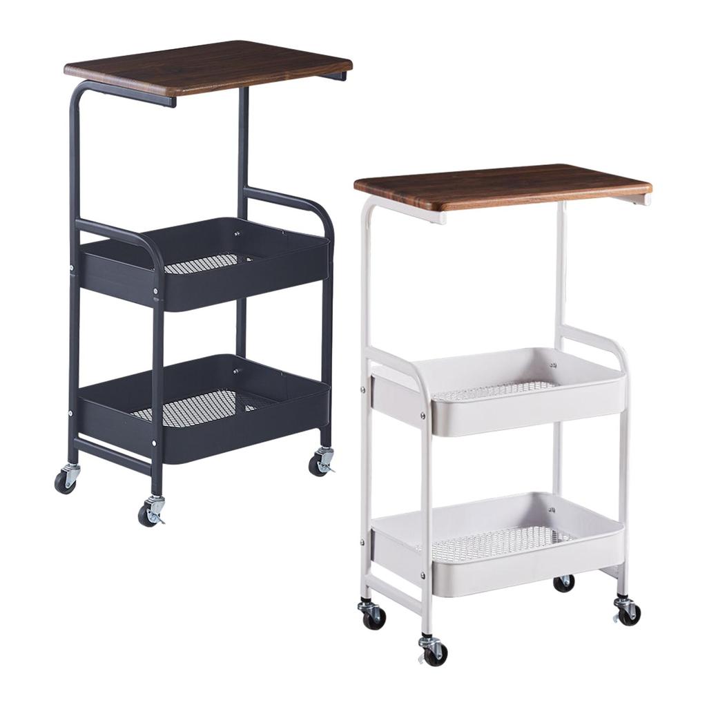 3 Tier Slim Storage Cart Mobile Trolley on Wheel Top Small Table Slide Out Organizer Rolling