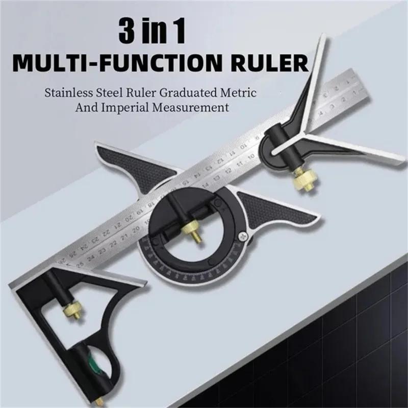 300mm Square Right Angle Ruler Protractor Movable Square Woodworking Angle Ruler Measuring Tools Multi Combination Set