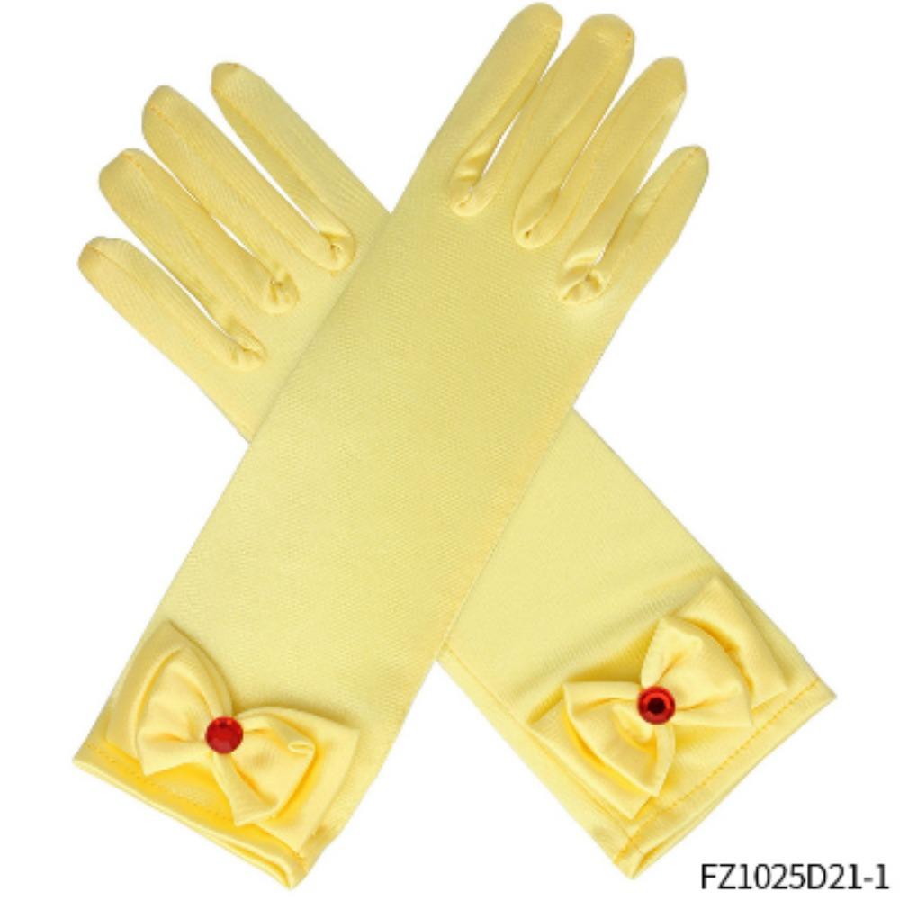 Accessori Principessa Autunno/Inverno Natale Guanti con Fiocchi Giallo Azzurro e Viola