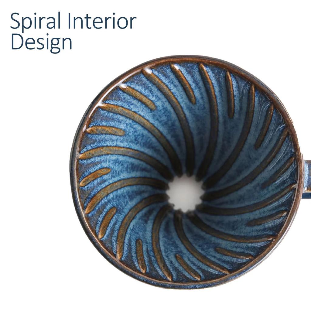 Blue Glazed Ceramic Coffee Filter Durable Heat Resistant Handcrafted Drip Brewer For Pour Over Coffee