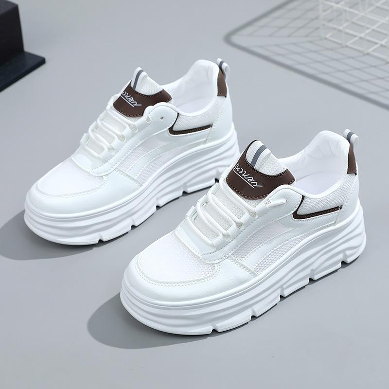 High Quality White Chunky Sneakers Spring Summer Breathable Saft Sole Platform Shoes Vulcanized Shoe Fashion Leather Casual Shoe