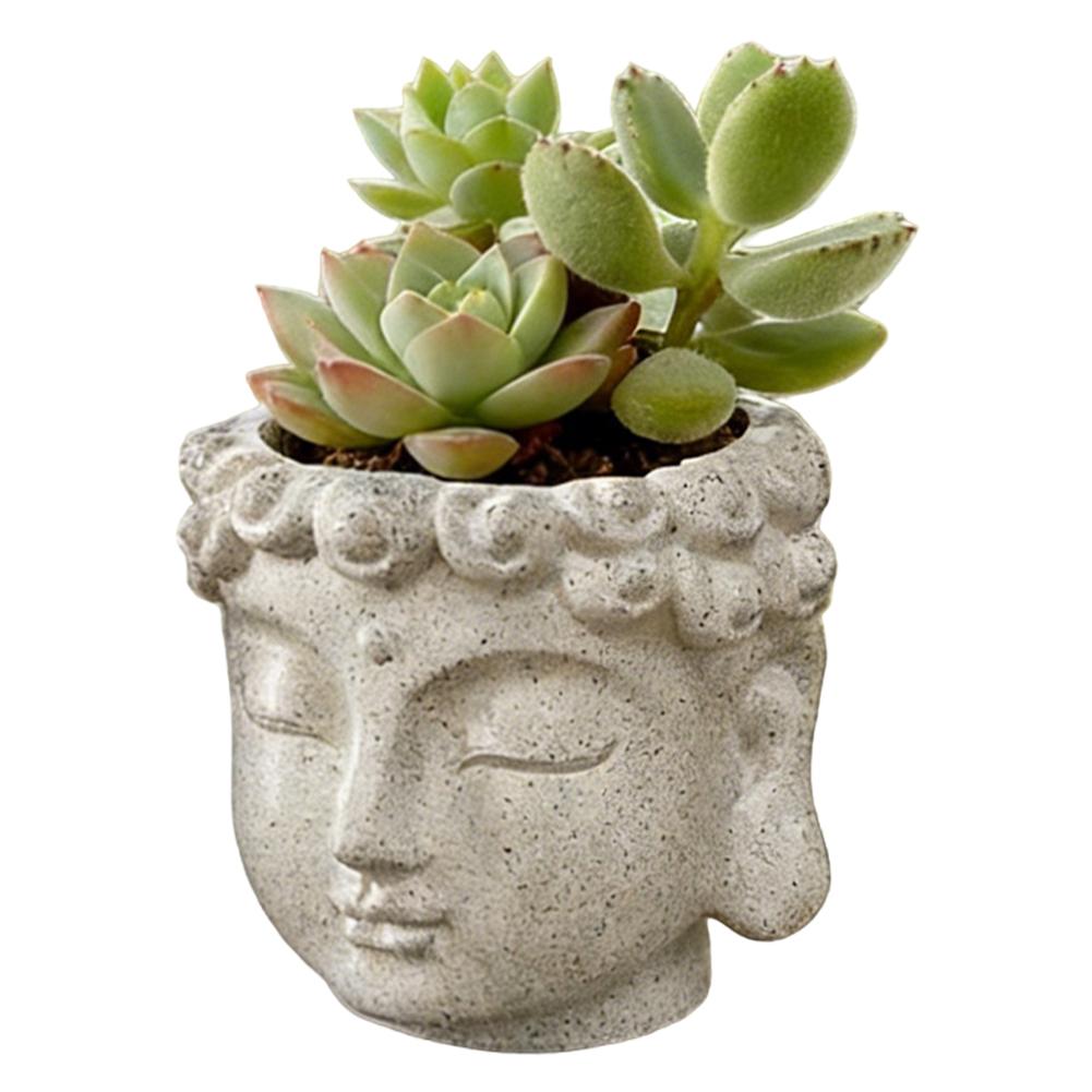

Zen Buddha Succulent Planter, Creative Buddha Head Flower Pot Retro Zen Style Desktop Ornament Cactus And Herbs Artistic Decor