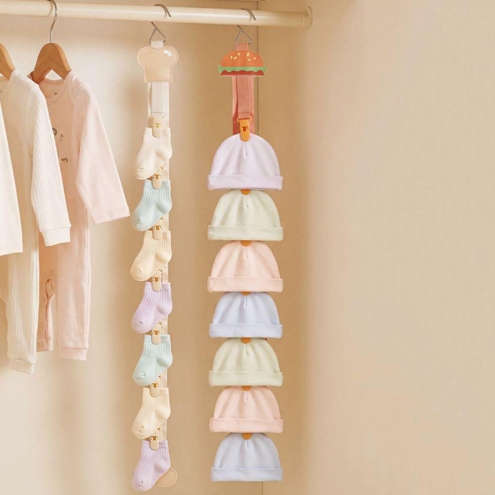 Creative Hat Storage Clips Holder Space Saving Vertical Hanging Baseball Cap Hanger with 7 Clips Stable Hat Display Rack