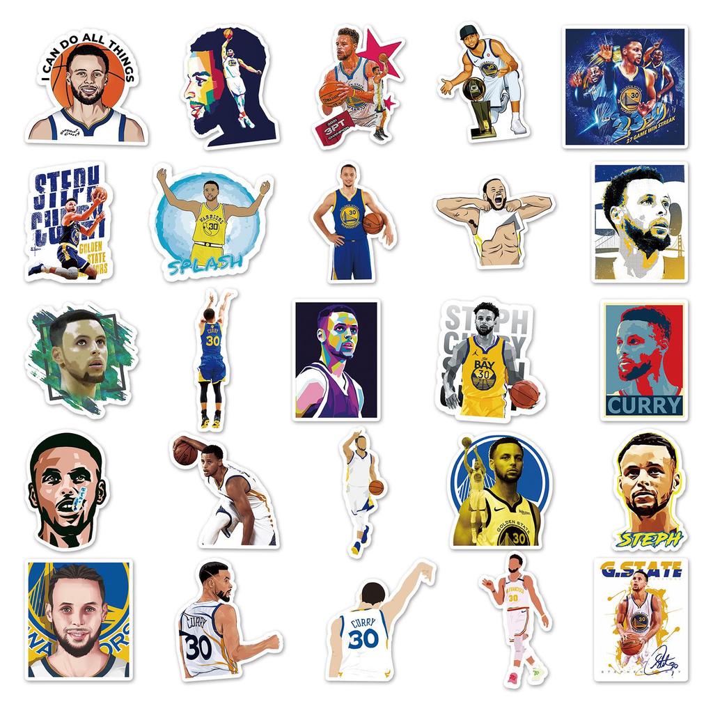 50 Stück Curry Basketball Superstar Graffiti Aufkleber für Koffer, Roller, Computer, Tablet, Cartoon Dekor.