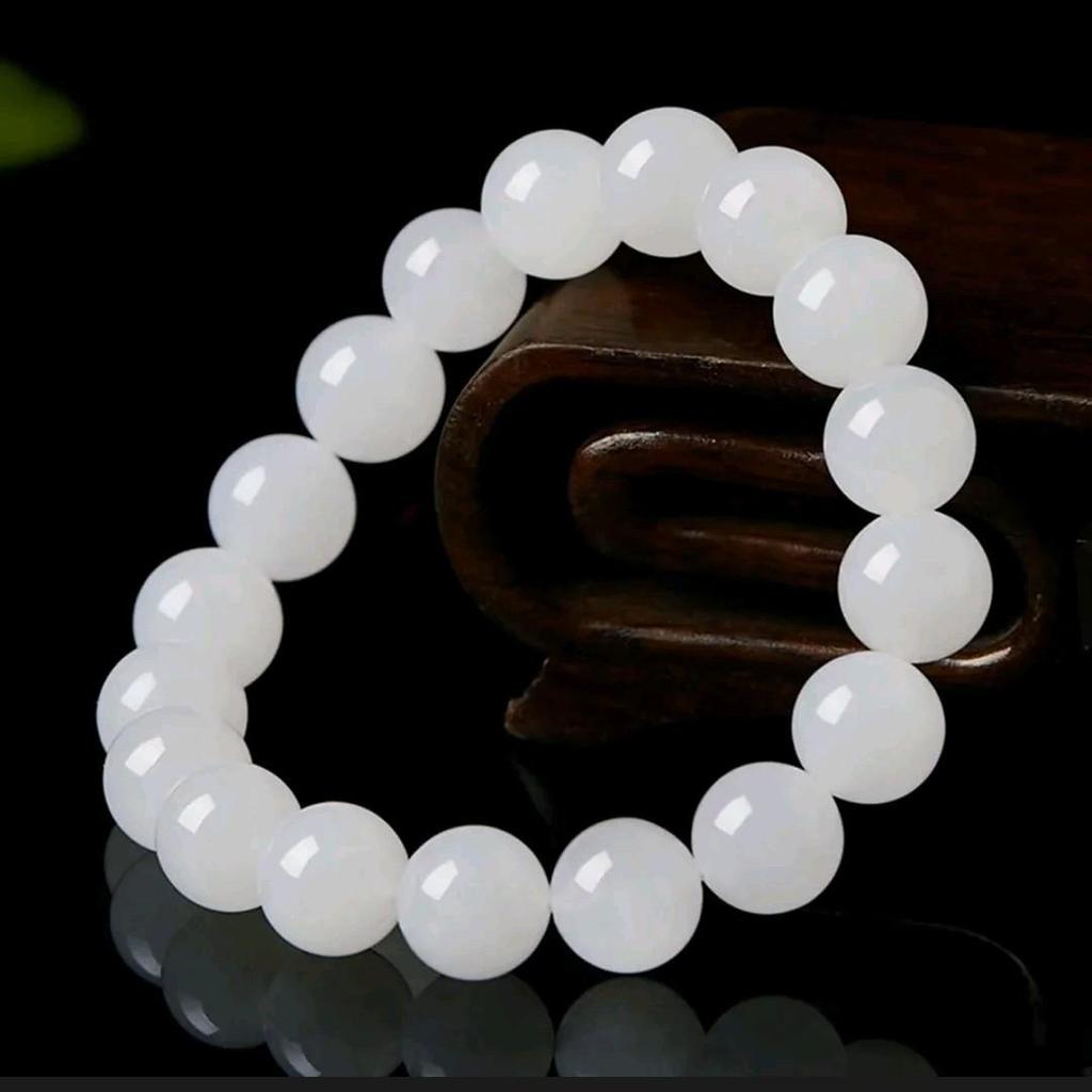 Brățară cu mărgele rotunde din jad Hetian pentru bărbați și femei