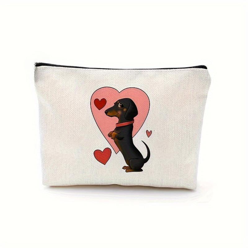 Cute Cartoon Sausage Makeup Bag Women's Toiletries Bag, Student Pencil Case, Portable Zippered Cosmetic Bag Holiday Gifts