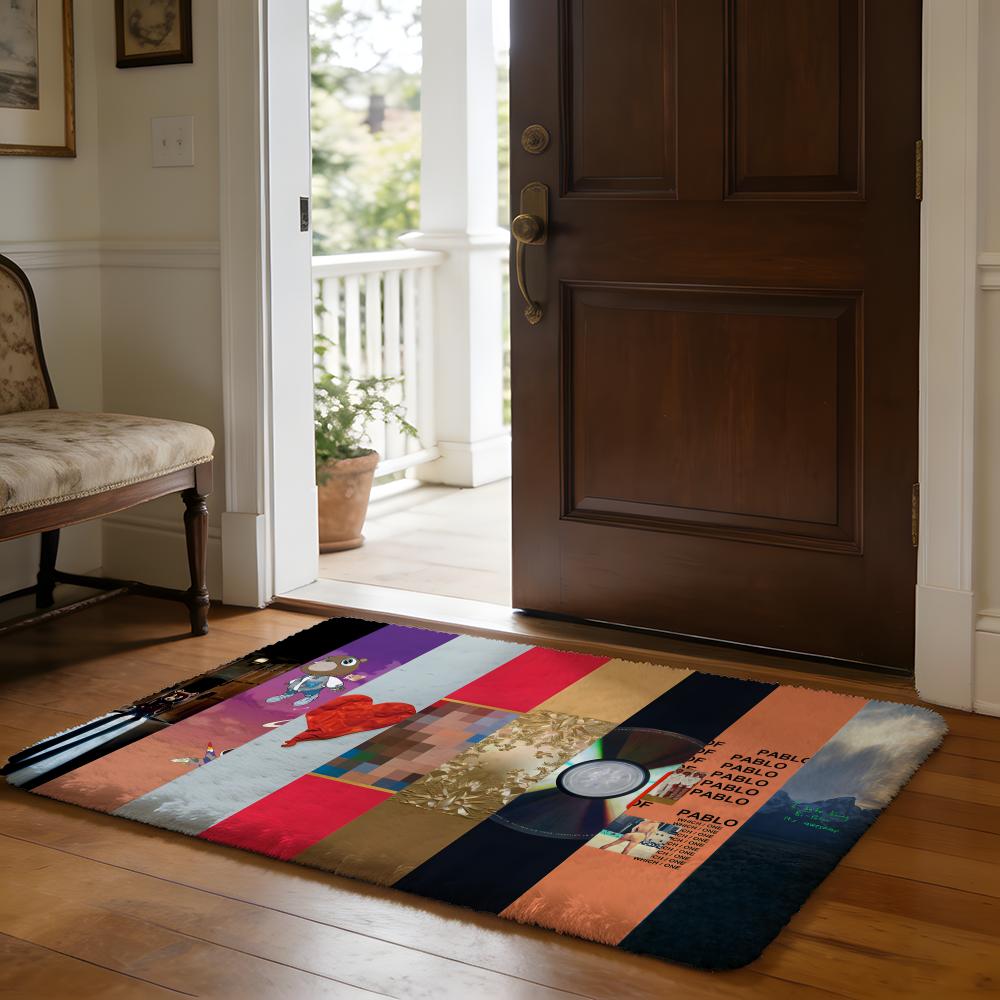 Rapper KKanye WWest Floor Mat Soft Flannel Absorbent Mat Non-Slip Rug Home Bedroom Bathroom