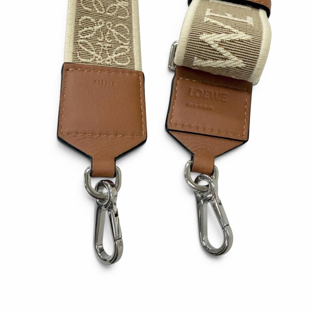 Excellent LOEWE Shoulder Strap Anagram Beige Canvas Mens C073T87X01 Used