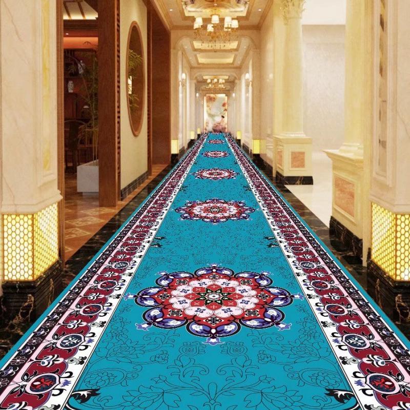 Washable Retro Corridor Carpet Long Hallway Rug Antiskid Living Room Kitchen Aisle Runner Carpet Hotel Home Hall Decoration Mat