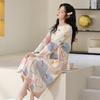 Pajamas Ladies Spring And Autumn Cotton Long Sleeves Cartoon Loose Large Size Long Dress Knee Dress Cute Pajamas Autumn Styles