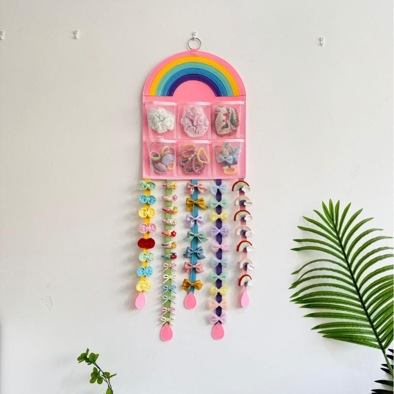 Children Hair Clips Bows Headbands Ties Organizer Hanging Storage Bag Room Decor