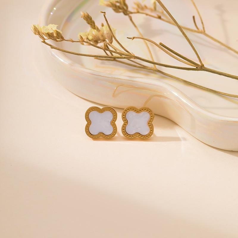 

Серьги с четырьмя листочками клевера для женщин, модные простые, серьги с эффектом выцветания, элитные, дизайн Lucky Niche