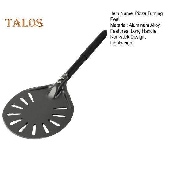 6-Inch Round Pizza Turning Peel Long Handle Non-stick Lightweight Perforated Anodized Aluminum Alloy Homemade Pizza Turner Spinner Spatula Kitchen