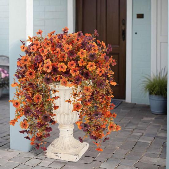 Konstgjord Hängande Violett Dekoration Realistisk UV-beständig Falsk Blomranka Inomhus Utomhus Trädgård Veranda Uteplats Hängande Fuskblommor Rattan Dekor