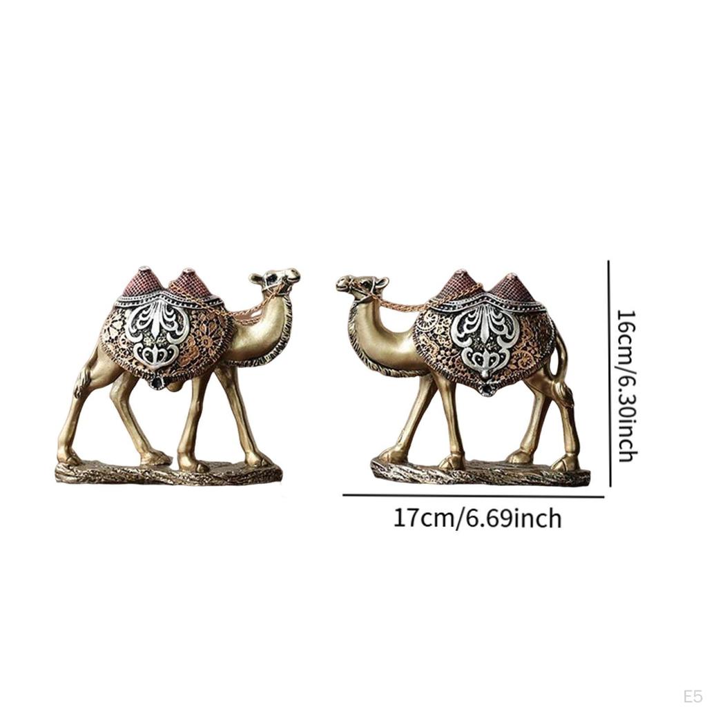 2 Camel Resin Figurines, Funny Animal Decorative Sculpture, Desktop Decor for Party, Shelf,