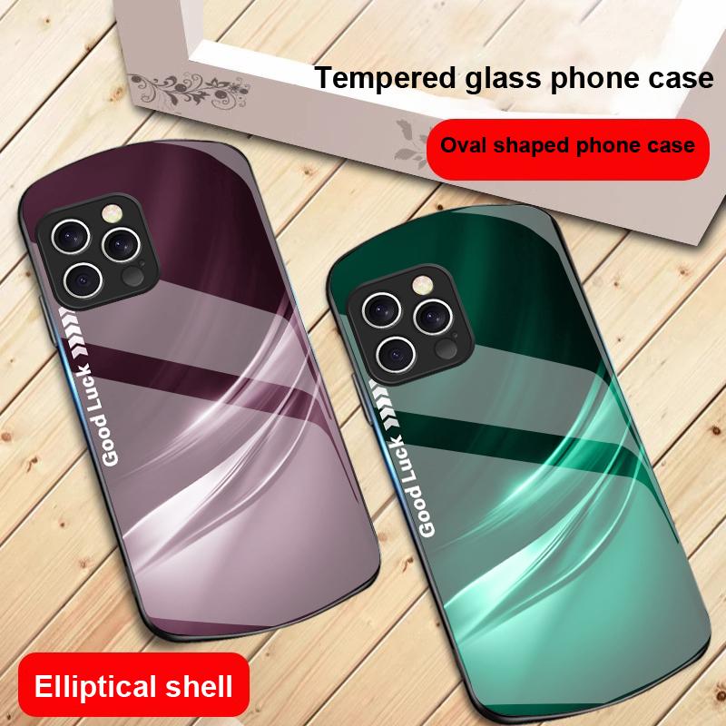 Šťastný Gradient Ripple Pro IPhone 16 Pro Max 16e 15 Pro 14 13 12 Mini 11 XS Max XR 7 8 Plu SE 22 Eliptický skleněný kryt na telefon