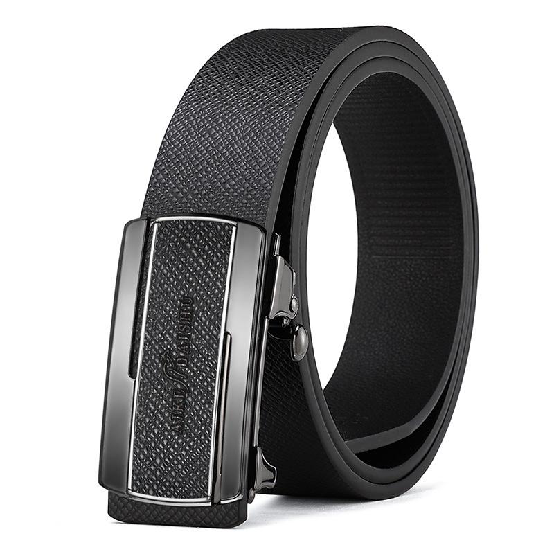New Belt Men'S Trend Simple Cowhide Automatic Buckle Belt High-End Fashion Genuine Leather Middle-Aged And Young Jeans Belt