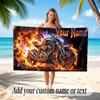 Motorcycle Biker Theme Quick Dry Beach Towel Custom Name Text Print Large Sand Resistant Towel Beach Vacation