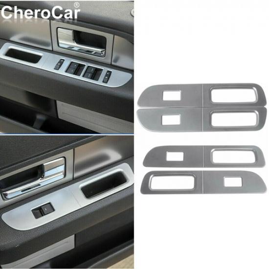 

Interior Window Lift Switch Panel Trims Cover Frame Silver For Ford F150 2009-14